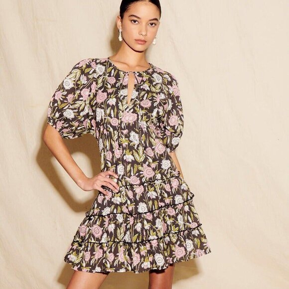 Saylor Anthropologie Carmella Mini Dress Floral Printed Ruffle Tiered S 274525